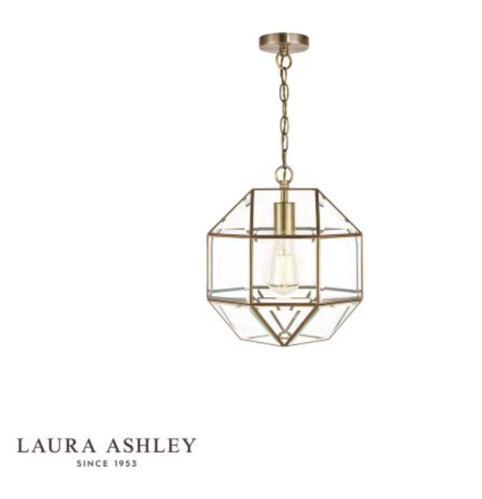 Laura Ashley Blackwell Pendant Antique Brass Glass - 13376