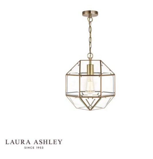 Laura Ashley Blackwell Pendant Antique Brass Glass - 13376