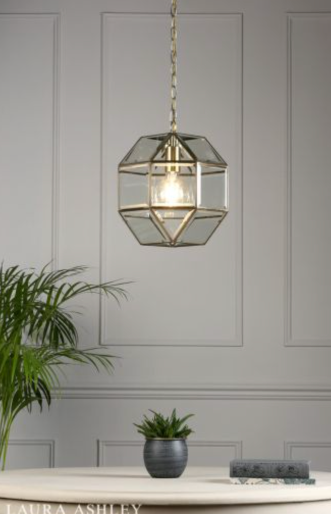 Laura Ashley Blackwell Pendant Antique Brass Glass - 13376