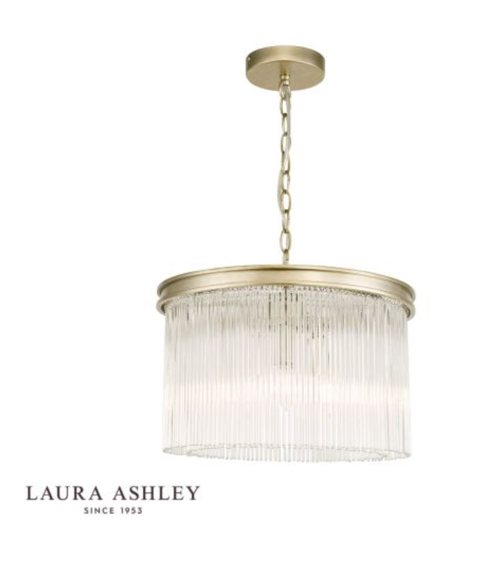 Laura Ashley Manon 3lt Pendant Champagne Clear Glass - 13377