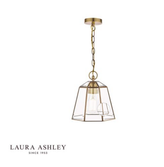 Laura Ashley Clayton Pendant Antique Brass Glass - 13378