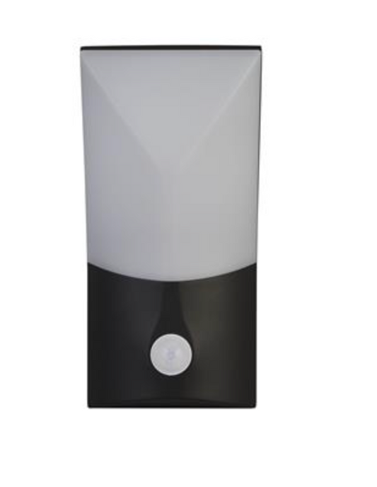 Exterior Wall Light - Black Metal & Opal Polycarbonate, PIR - ID 13387