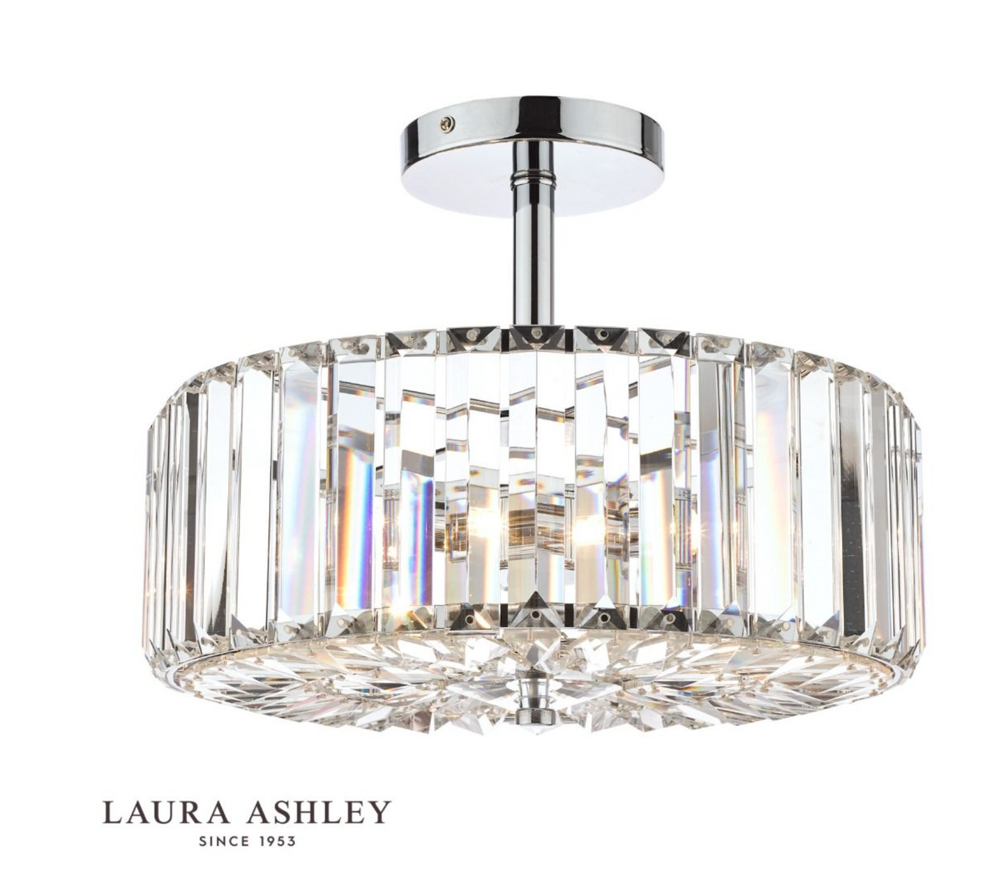 Laura Ashley Fernhurst 3lt Semi Flush Polished Chrome Glass - 13400