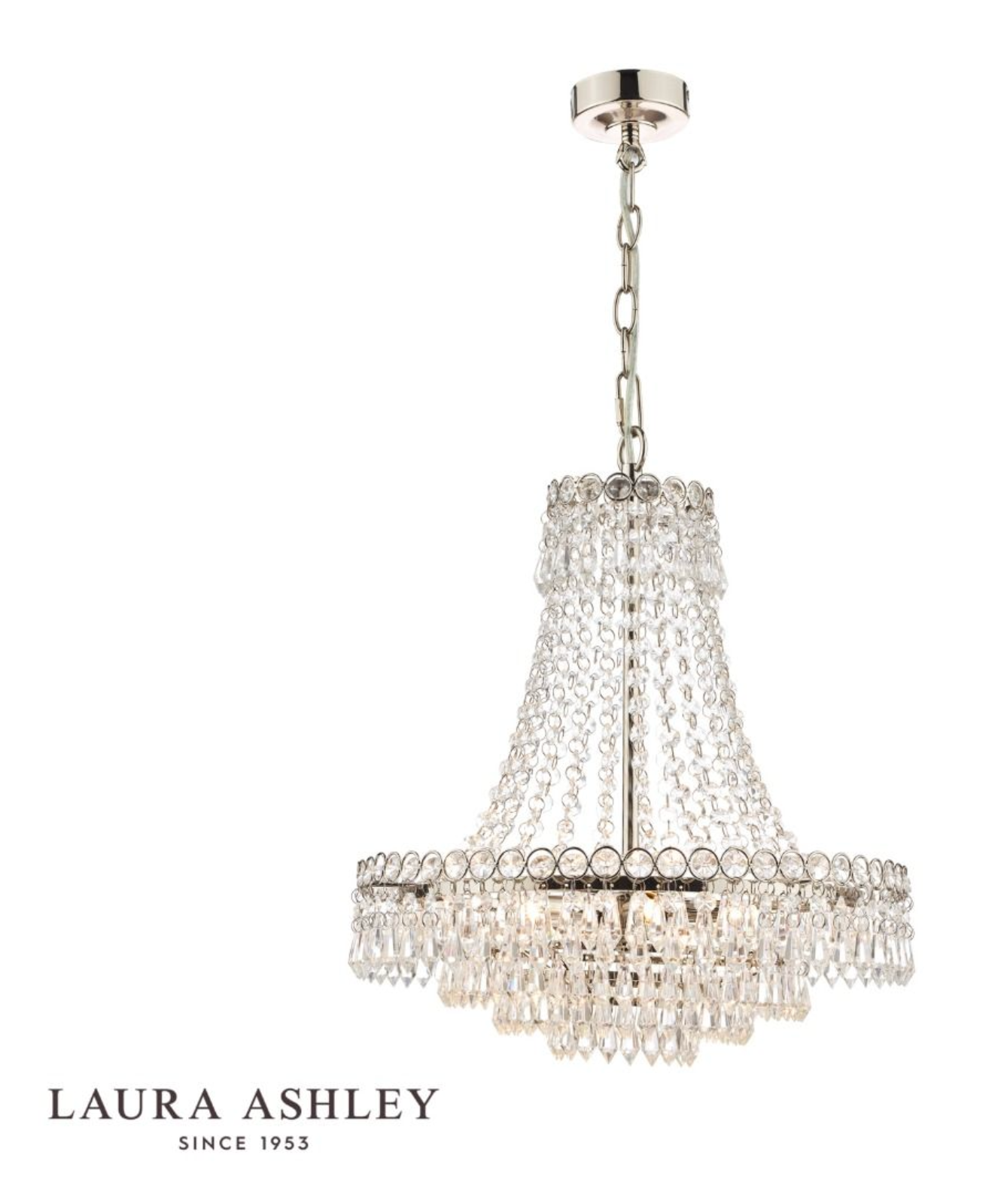 Laura Ashley Enid 5lt Chandelier Polished Nickel & Cut Glass - 13402