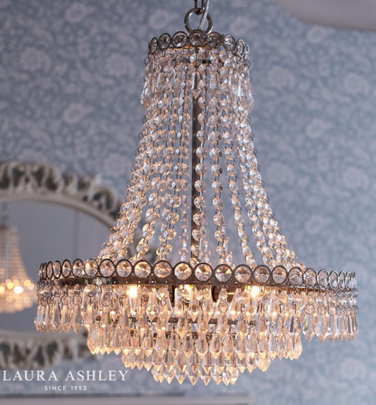 Laura Ashley Enid 5lt Chandelier Polished Nickel & Cut Glass - 13402