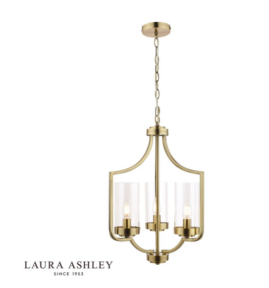 Laura Ashley Joseph 3lt Chandelier Antique Brass Glass - 13403