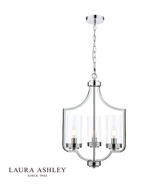 Laura Ashley Joseph 3lt Chandelier Polished Chrome Glass - 13404