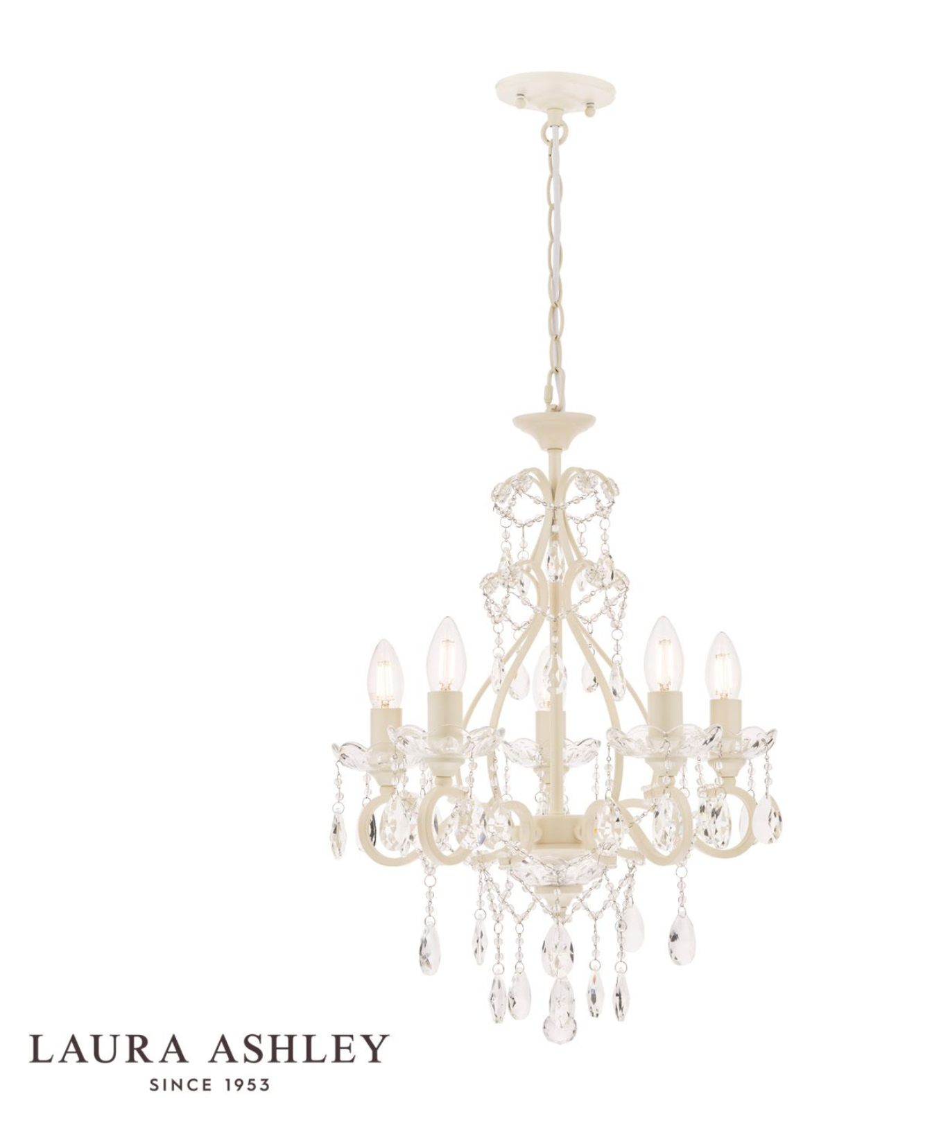 Laura Ashley Shamley 5lt Chandelier Matt White Glass - 13407