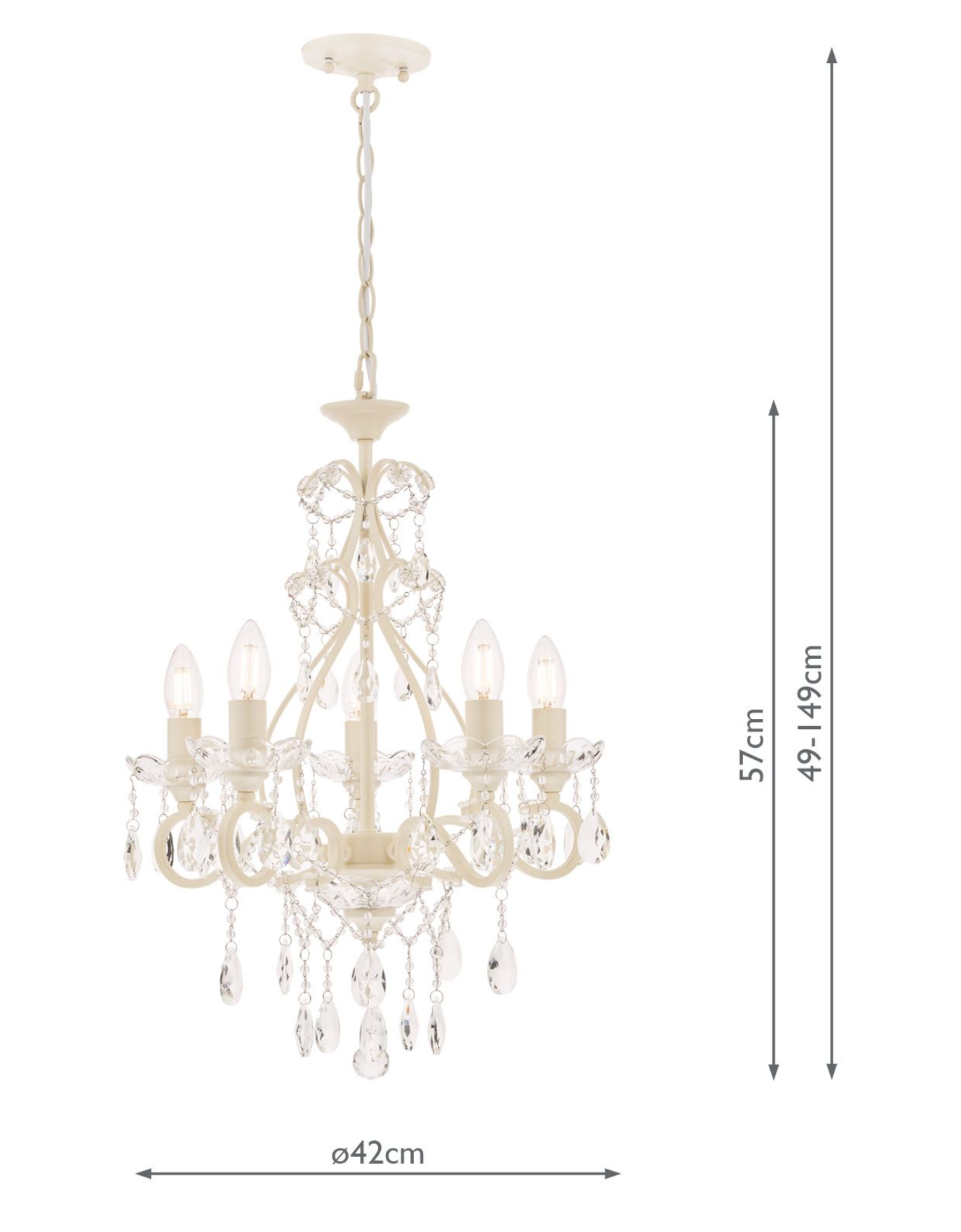 Laura Ashley Shamley 5lt Chandelier Matt White Glass - 13407