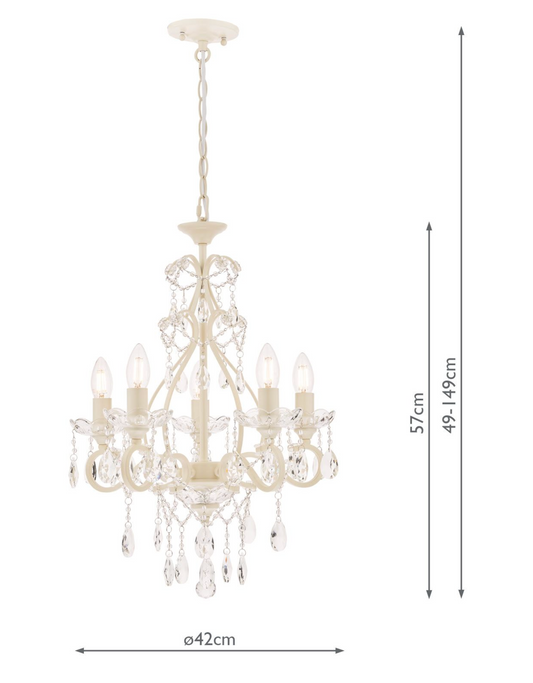 Laura Ashley Shamley 5lt Chandelier Matt White Glass - 13407