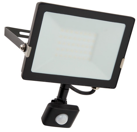 Sal Matt Black IP65 20W 4000K PIR LED Floodlight