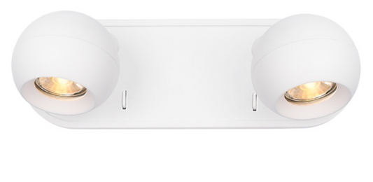 Matt White 2x GU10 Spherical Spot Light With Switches