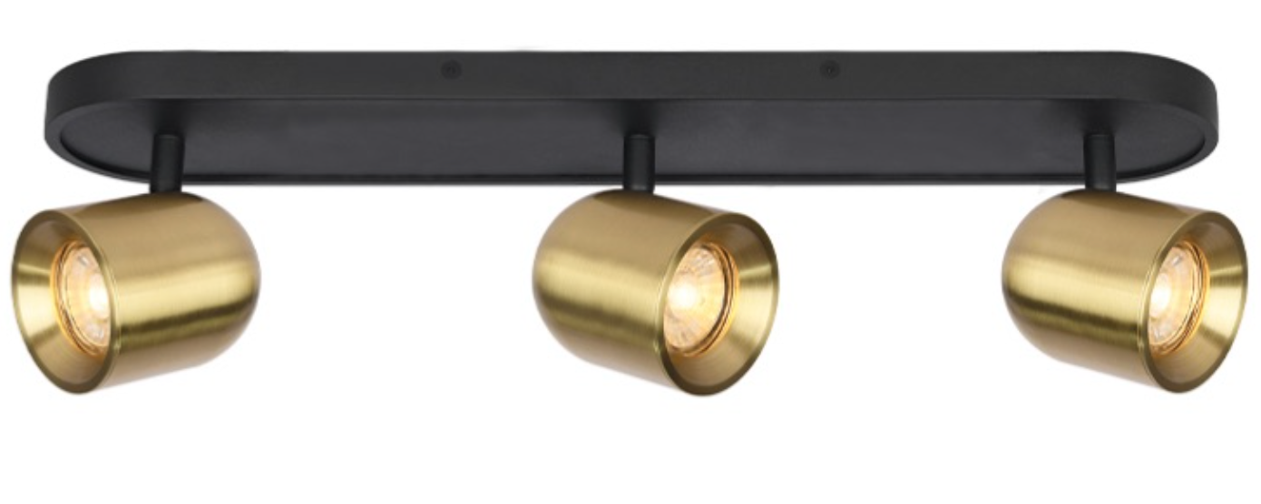 Enco Black & Brass 3x GU10 Spot Light