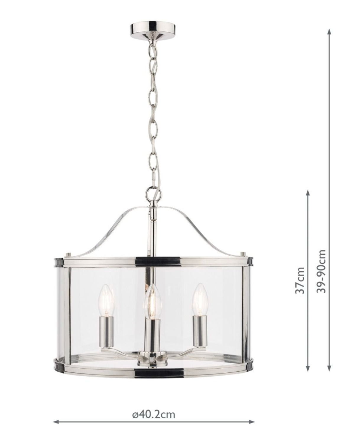 Laura Ashley - Harrington 3lt Pendant, Polished Nickel, Glass - ID 13473