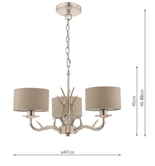 Laura Ashley - Mulroy 3lt Antler Chandelier Champagne With Shades - ID 13476