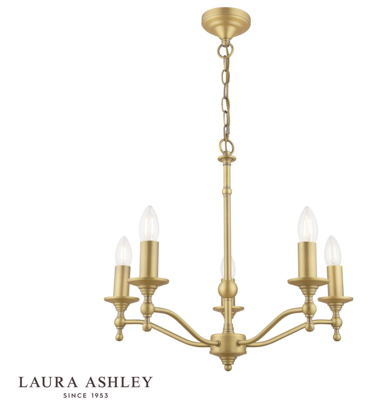 Laura Ashley - Ludchurch 5 Light Chandelier Matt Antique Brass - ID 13480