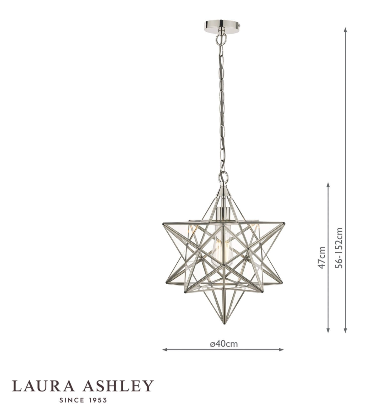 Laura Ashley - Large Star Pendant, Silver, Glass - ID 13482