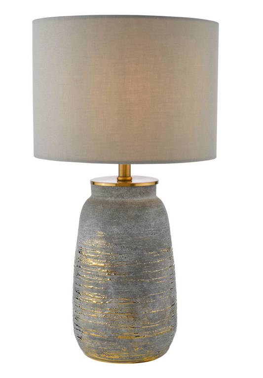 Ceramic Table Lamp Grey and Antique Brass With Shade - ID 13513