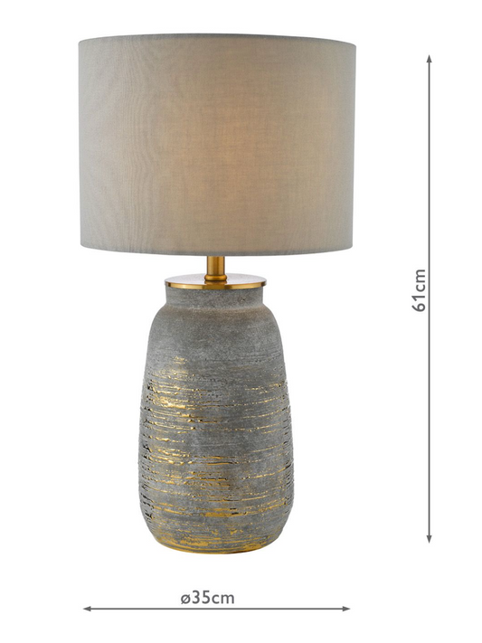 Ceramic Table Lamp Grey and Antique Brass With Shade - ID 13513