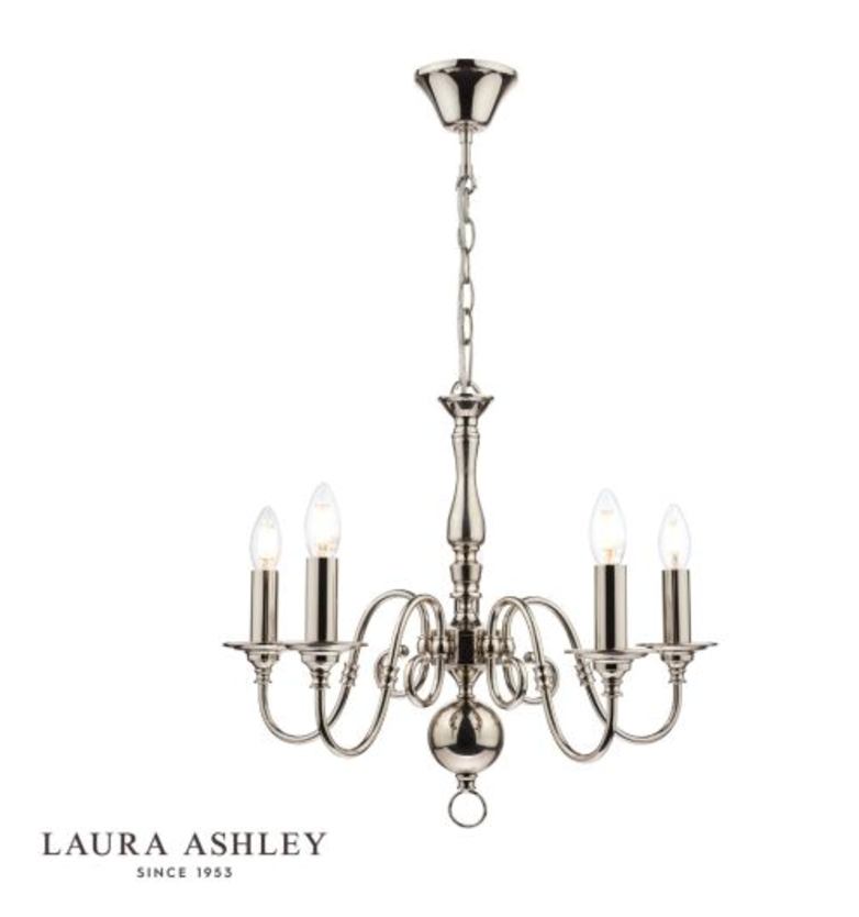 Laura Ashley - Winchester 5lt Pendant, Polished Nickel - ID 13554