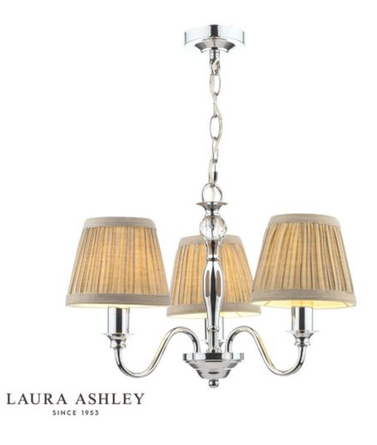 Laura Ashley - Ellis 3lt Pendant Polished Chrome With Shades - ID 13578