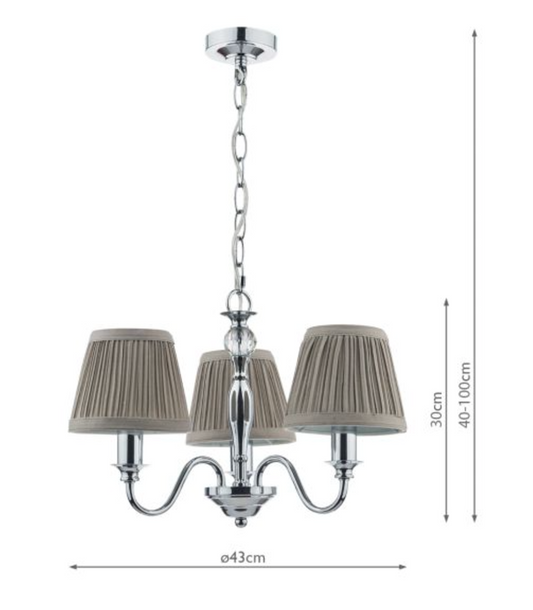 Laura Ashley - Ellis 3lt Pendant Polished Chrome With Shades - ID 13578