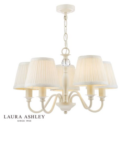 Laura Ashley - Ellis 5lt Pendant Ivory With Shades - ID 13580