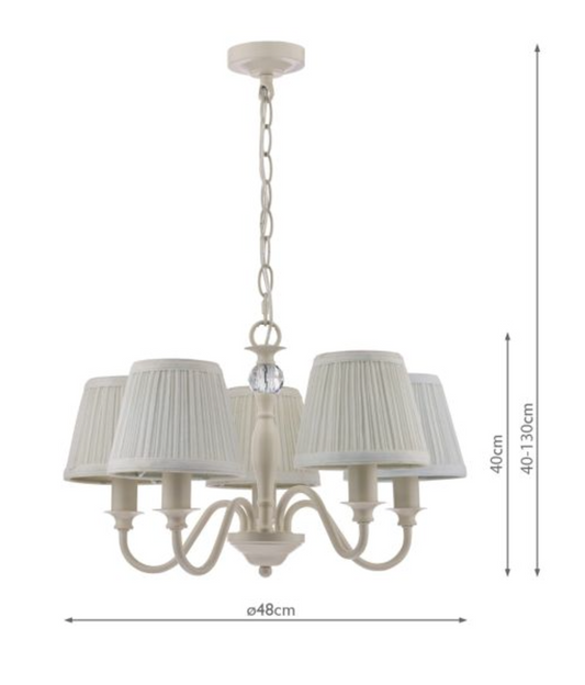 Laura Ashley - Ellis 5lt Pendant Ivory With Shades - ID 13580