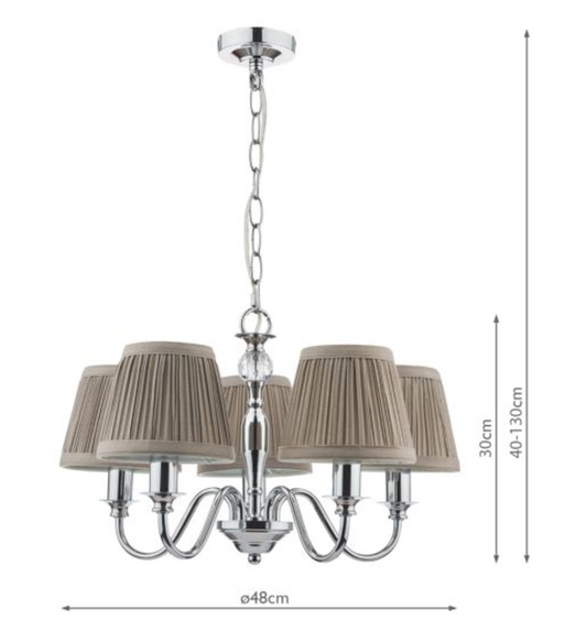 Laura Ashley - Ellis 5lt Pendant Polished Chrome With Shades - ID 13581