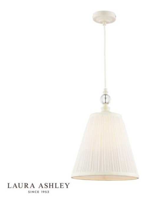 Laura Ashley - Ellis Pendant Satin Cream and Crystal With Shade - ID 13584