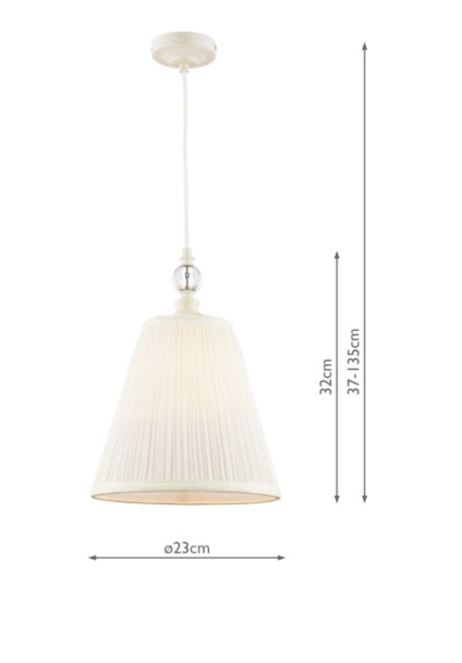 Laura Ashley - Ellis Pendant Satin Cream and Crystal With Shade - ID 13584