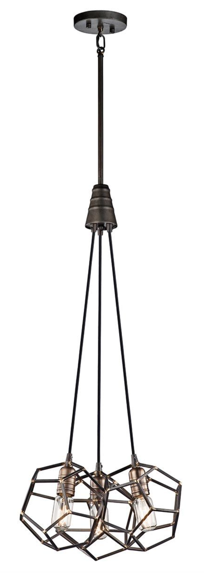 Aldwych Three Light Raw Steel Chandelier - ID 6569 *1 only