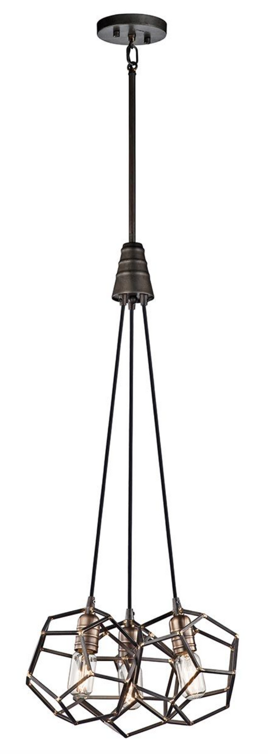 Aldwych Three Light Raw Steel Chandelier - ID 6569 *1 only