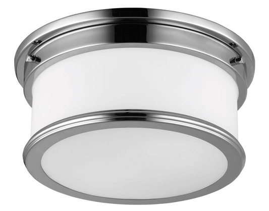 Brent Park Polished Chrome & Opal Glass Flush Mount IP44 Bathroom Light - ID 7453