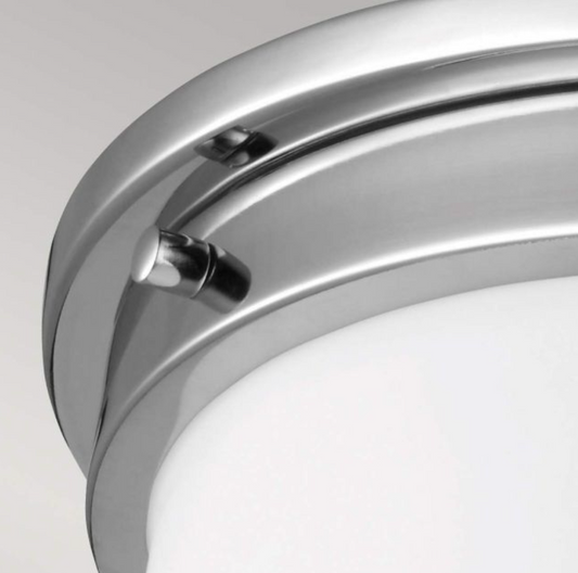 Brent Park Polished Chrome & Opal Glass Flush Mount IP44 Bathroom Light - ID 7453