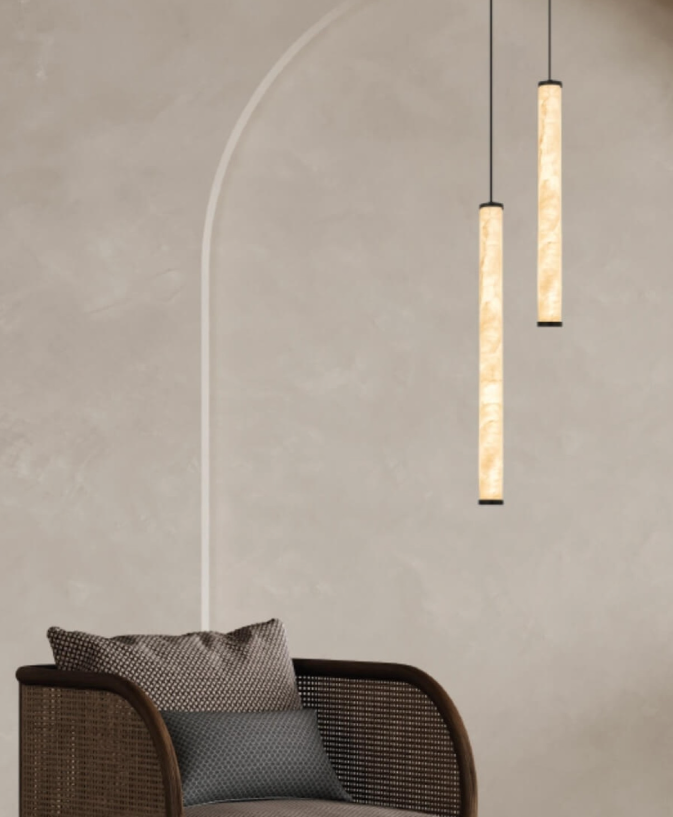 ZAM Alabaster & Matt Black Slim Tube Pendant - ID 13889 – The Lighting ...