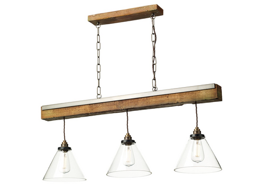 David Hunt ASPEN Triple Pendant with Clear Glass Shades - ID 9420 - EX-DISPLAY