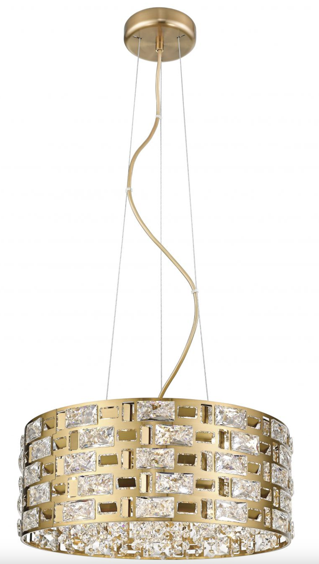 Gold Crystal Six Lamp Large Suspension Pendant