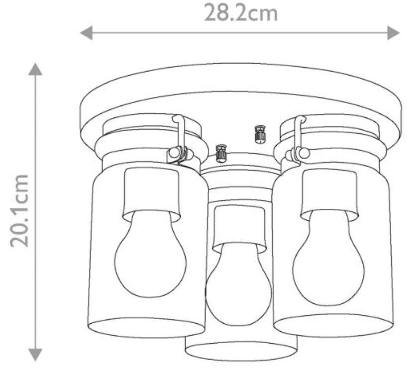 Aldgate Bronze Triple Semi Flush Ceiling Light - ID 8155