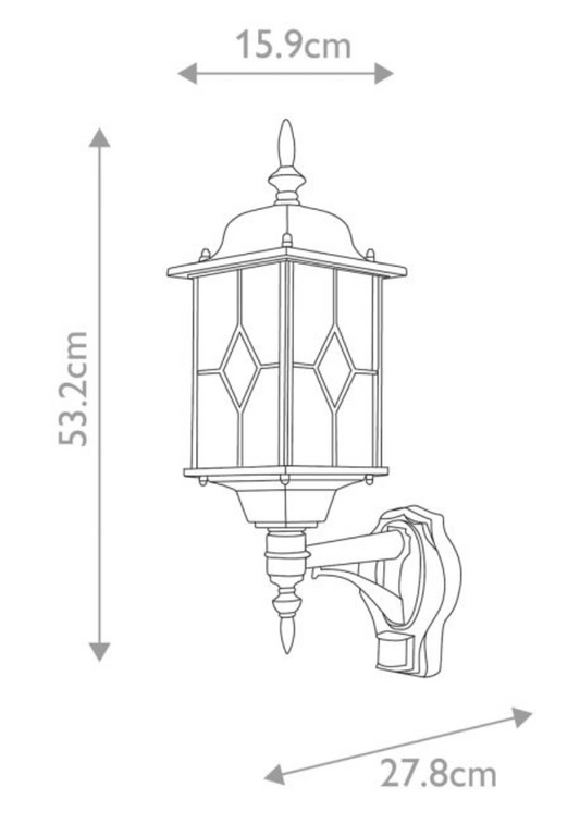 St Helier Black/Silver Outdoor Wall Light with PIR - ID 2732