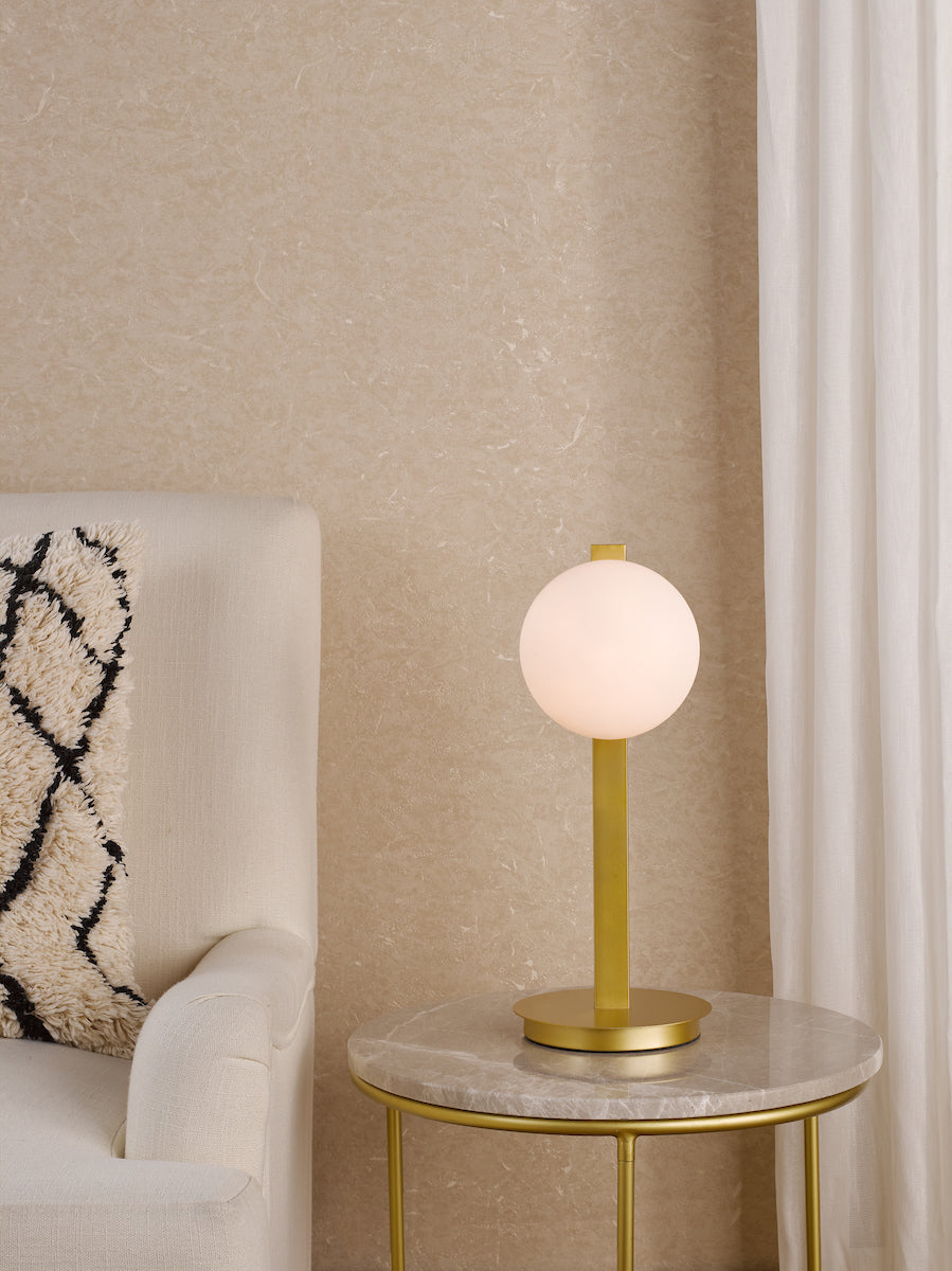 TAU Table Lamp in Matt Gold & Opal Glass - ID 13468