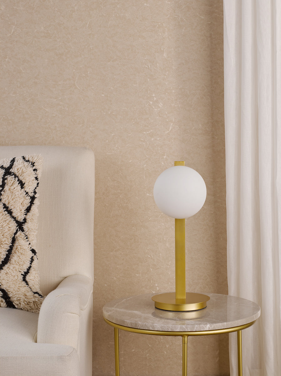 TAU Table Lamp in Matt Gold & Opal Glass - ID 13468