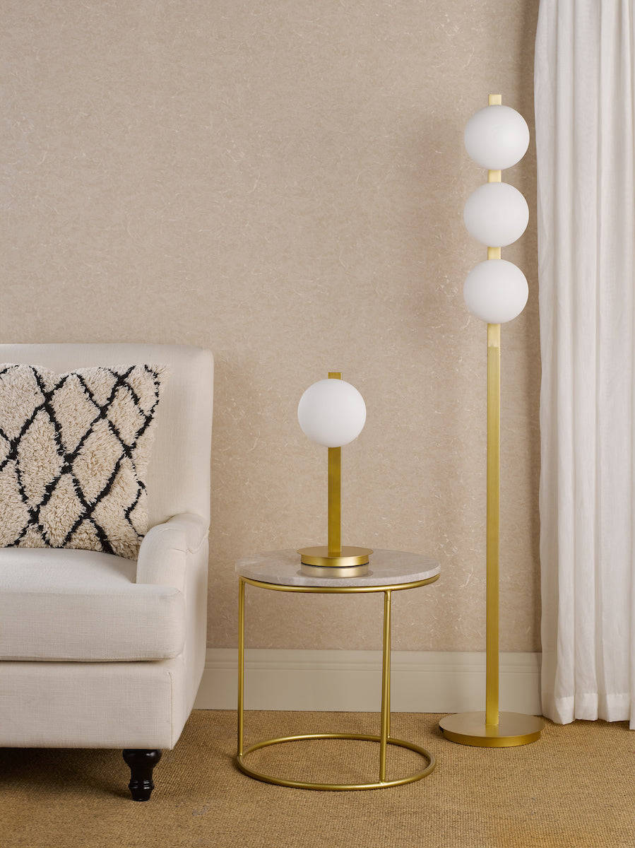 TAU Table Lamp in Matt Gold & Opal Glass - ID 13468