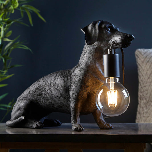 Matt Black Dachshund Table Light- ID 12554