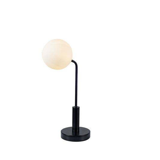 LAN Matt Black Table Light with Opal Orb - ID 13332