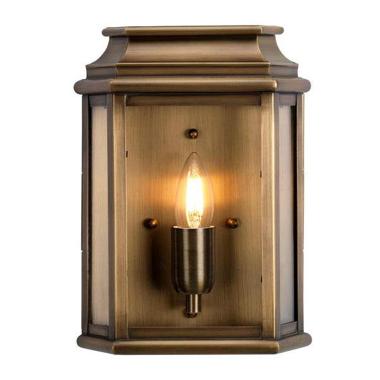 MAR Solid Brass 1 Light Outdoor Wall Lantern in Aged Brass - ID 13382