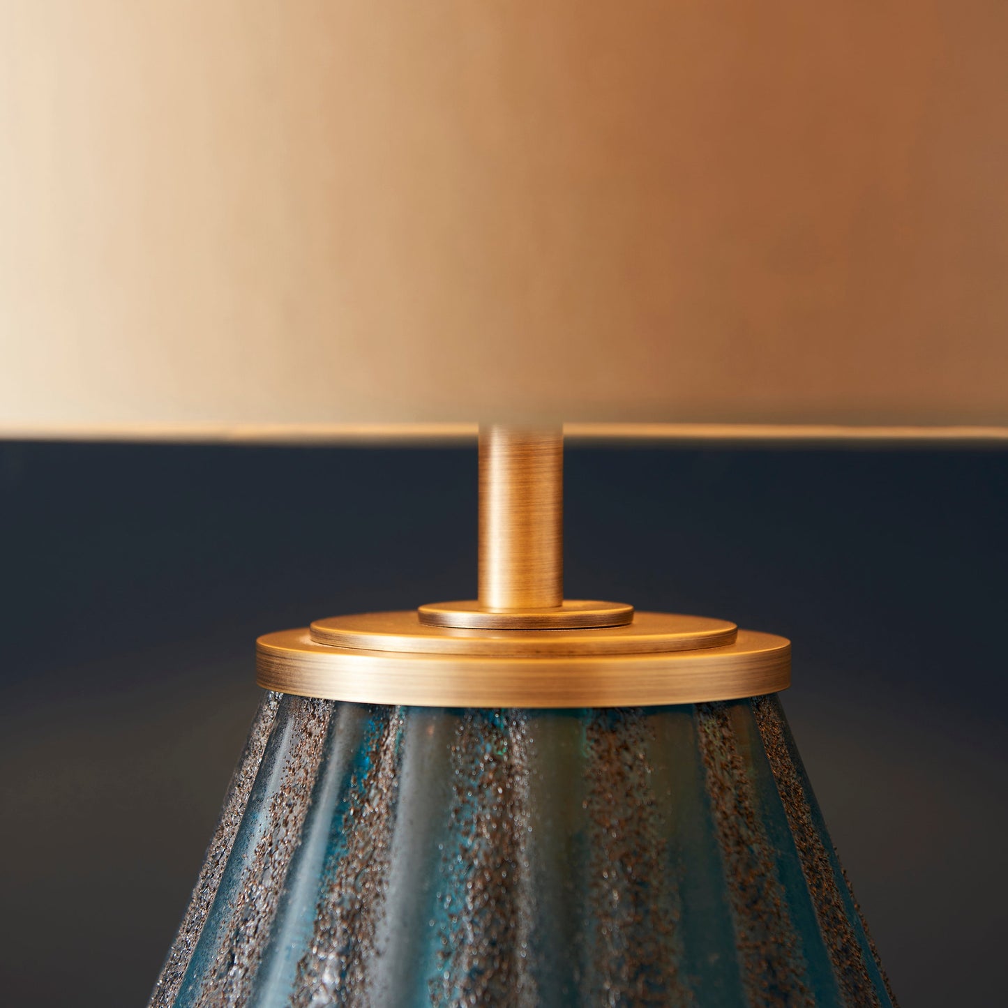 Turquoise Fluted & Textured Blown Glass Table Lamp - ID 11642