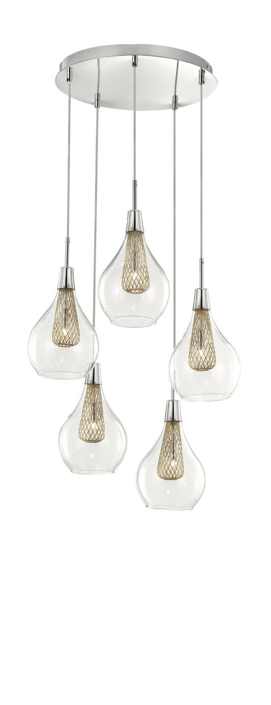 Clear Glass and Gold Mesh Multi Pendant - ID 9246