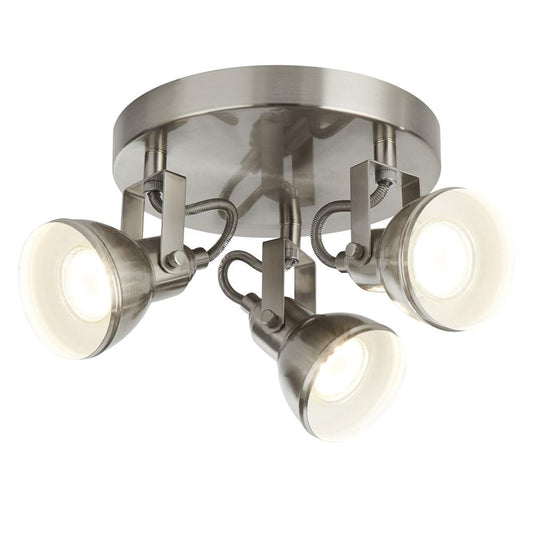 Satin Silver Triple Head Spotlight Cluster - ID 12021
