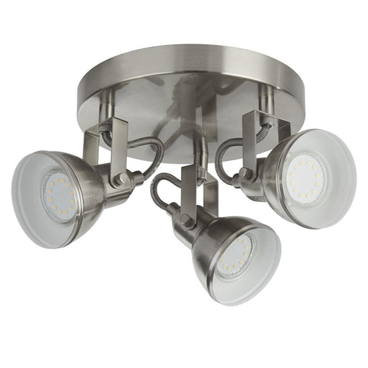 Satin Silver Triple Head Spotlight Cluster - ID 12021